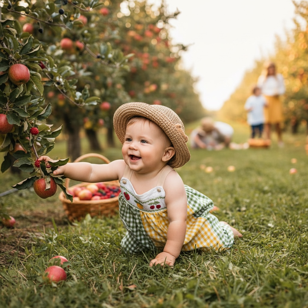 Fruit Garden Smocked Gingham Bubble Romper