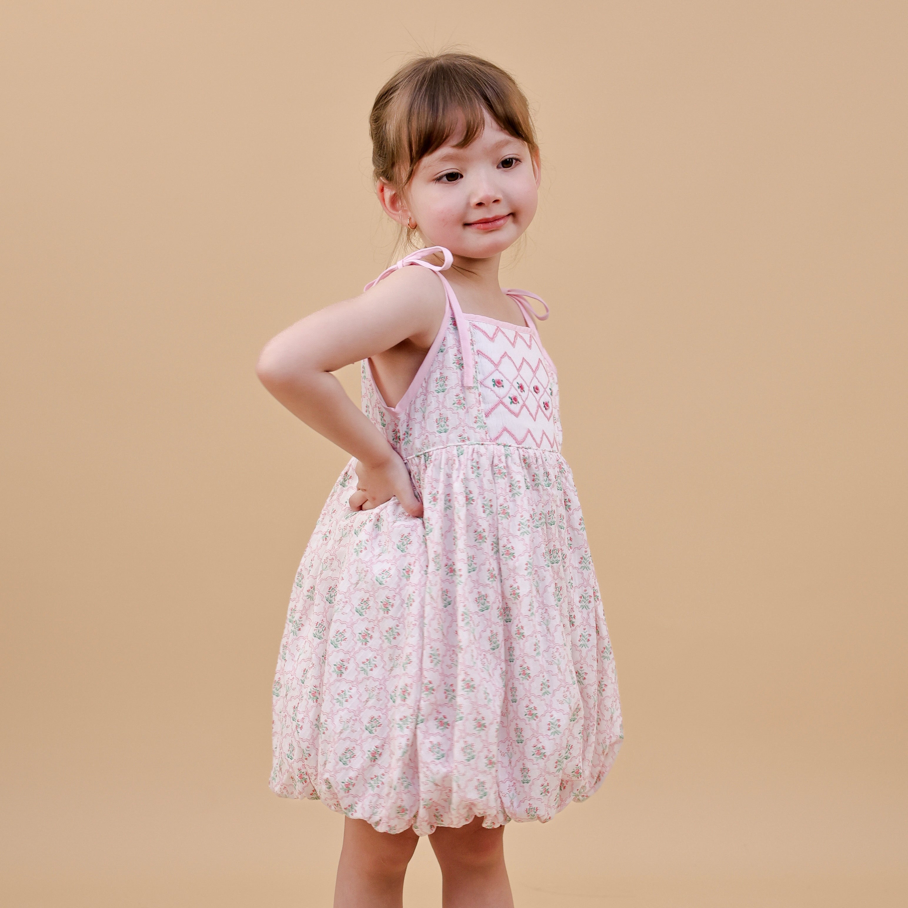 Rosebud Garden Smocked Bubble Dress