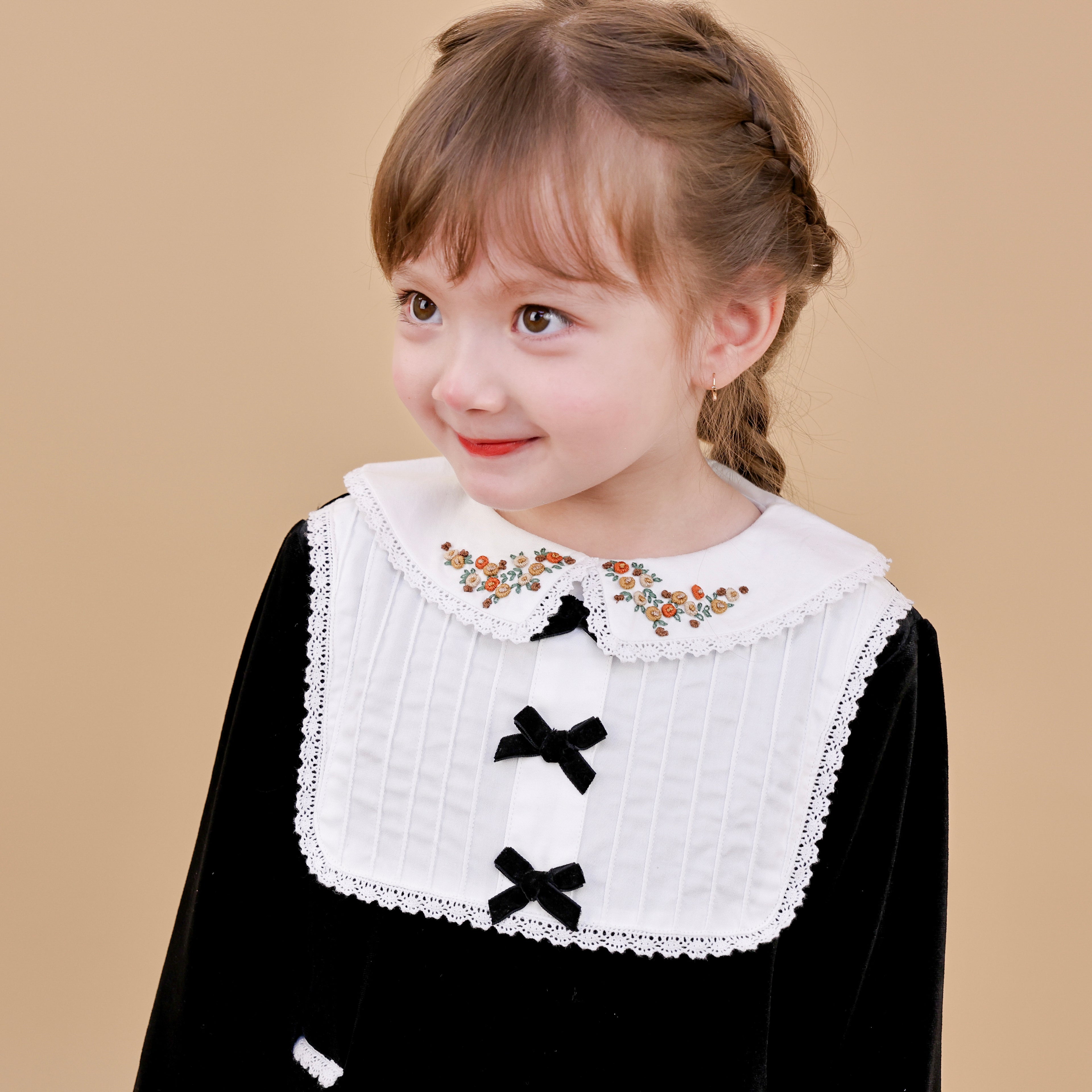 Autumn Bloom Velvet & Lace Dress
