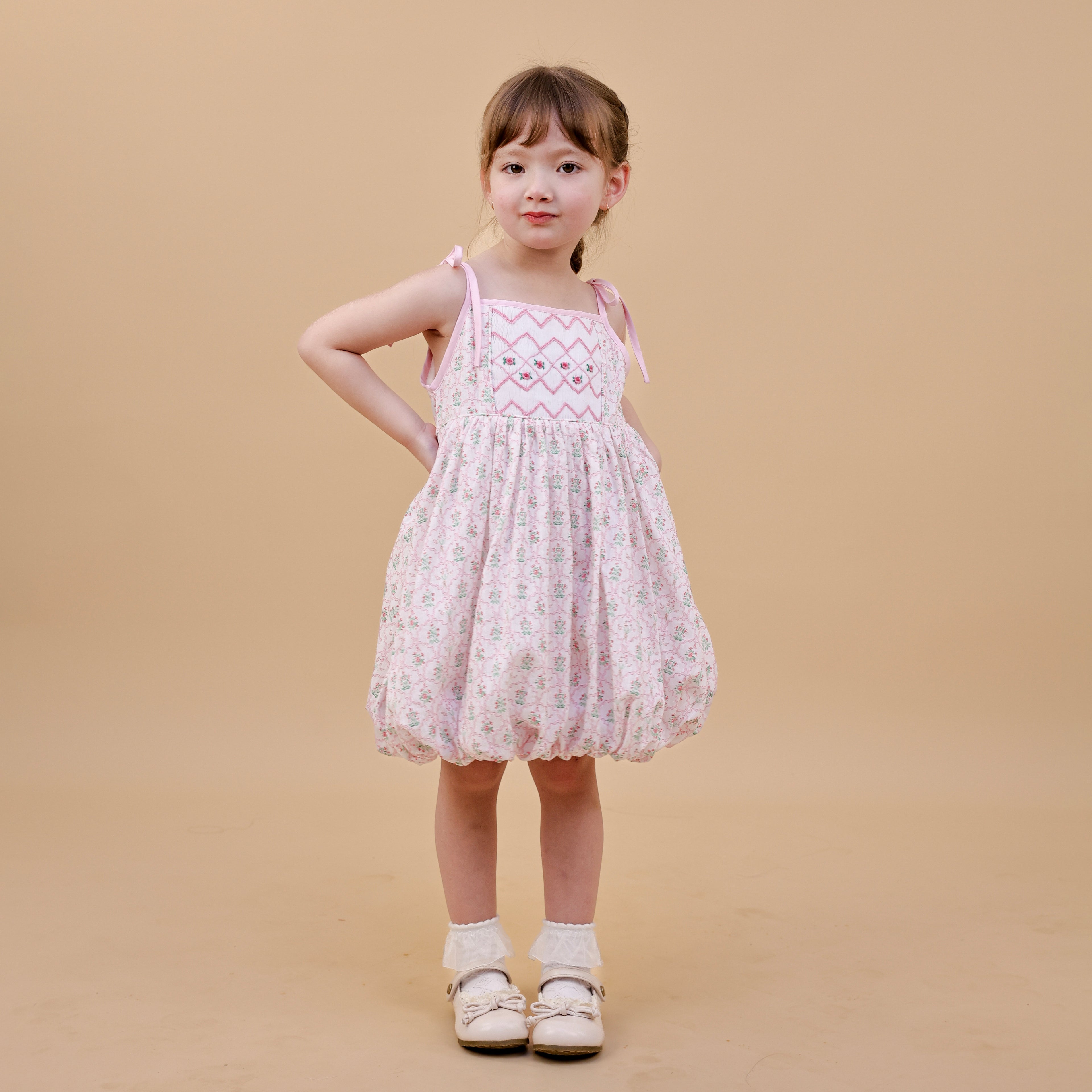 Rosebud Garden Smocked Bubble Dress