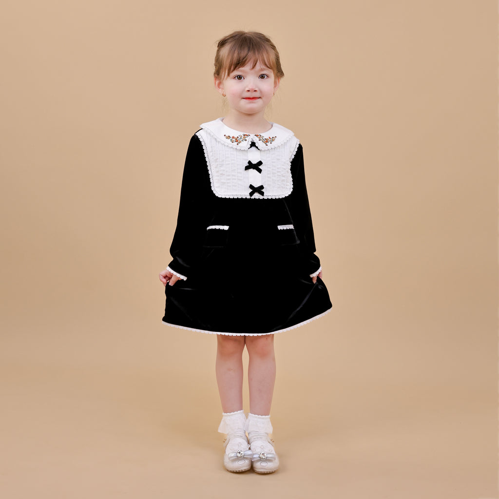 Autumn Bloom Velvet & Lace Dress