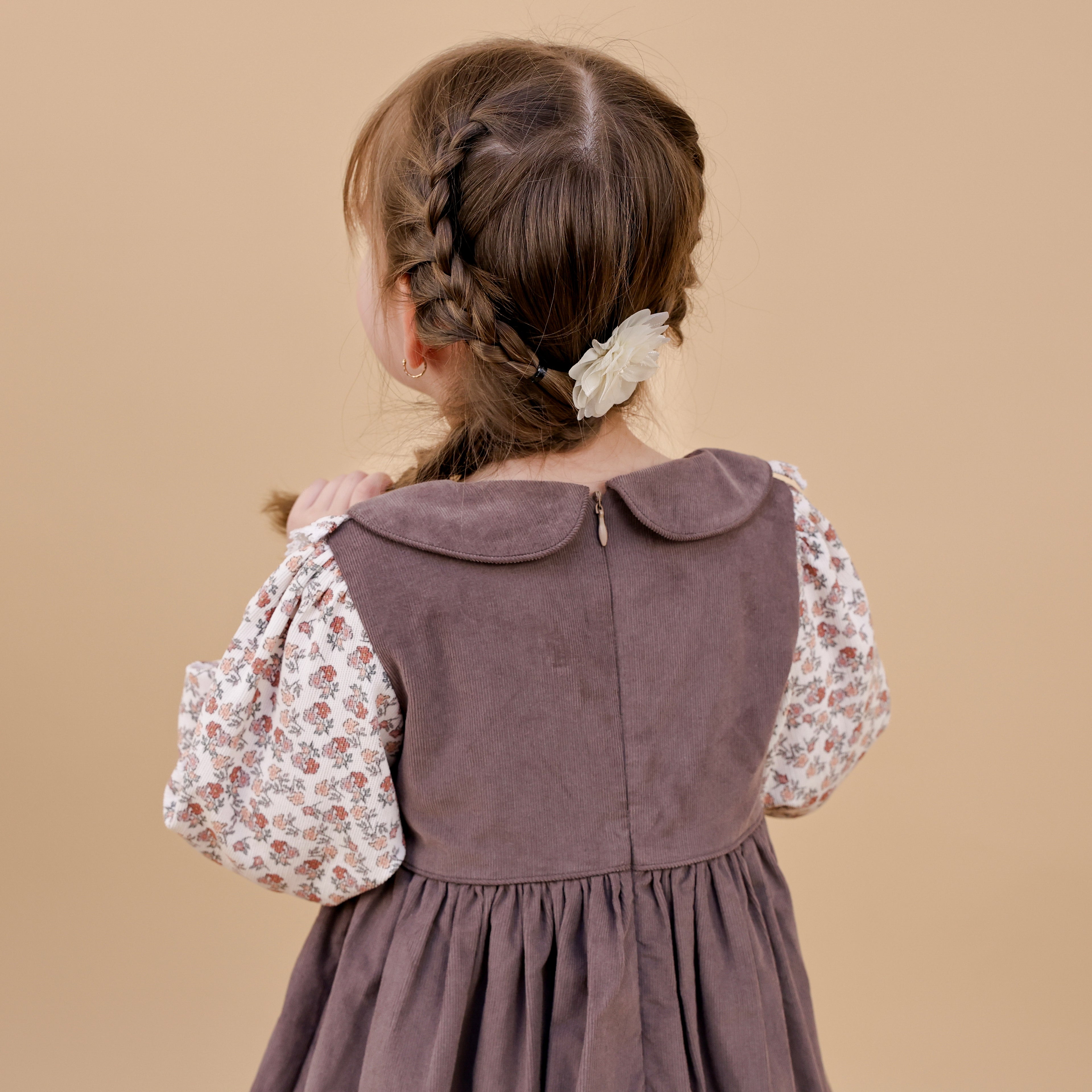 Dusty Rose Corduroy Floral Collar Dress