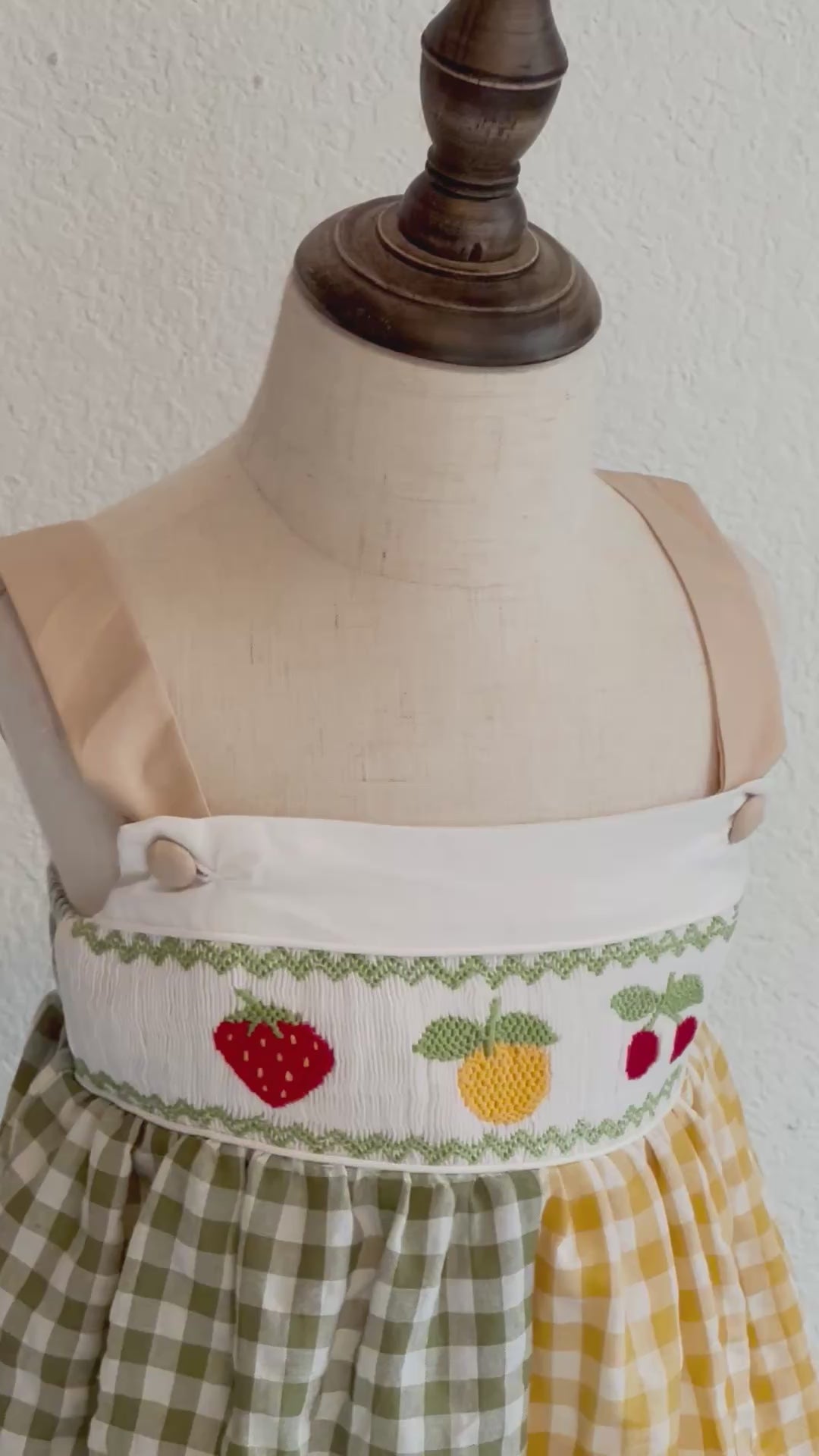 Fruit Garden Smocked Gingham Bubble Romper